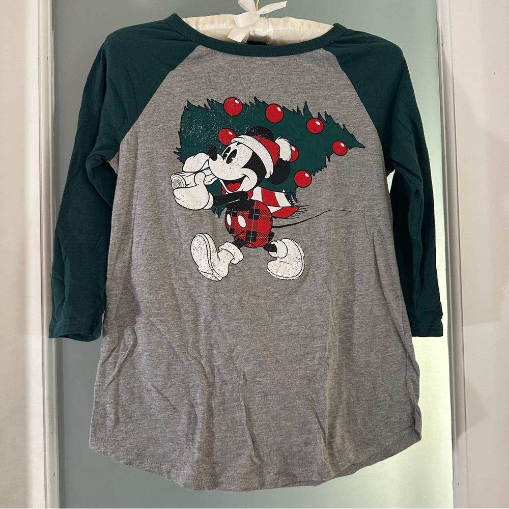 Disney Raglan style three-quarter length sleeve Christmas / Holiday T-shirt.